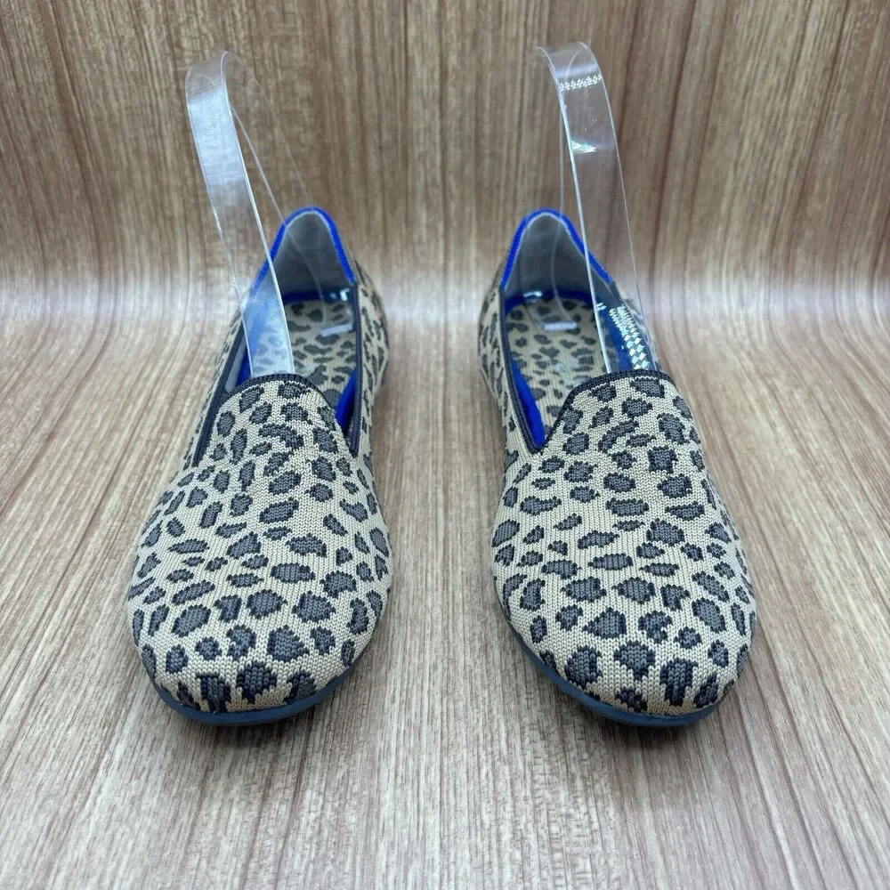 Rothy's THE LOAFER Spotted Leopard Print Flats Retired Blue Halo Women's Size 7